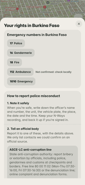 Your rights in Burkina Faso: the country’s emergency numbers (17, 16…) and how to report police misconduct