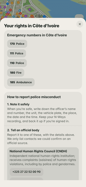 Your rights in Côte d’Ivoire: the country’s emergency numbers (170, 111…) and how to report police misconduct