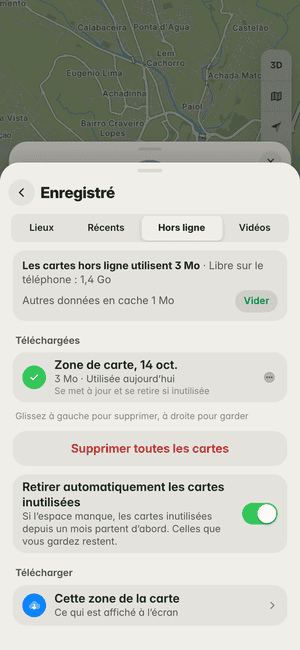 Cartes hors ligne à Praia : « Zone de carte, 14 oct. » téléchargée (3 Mo), utilisable sans réseau