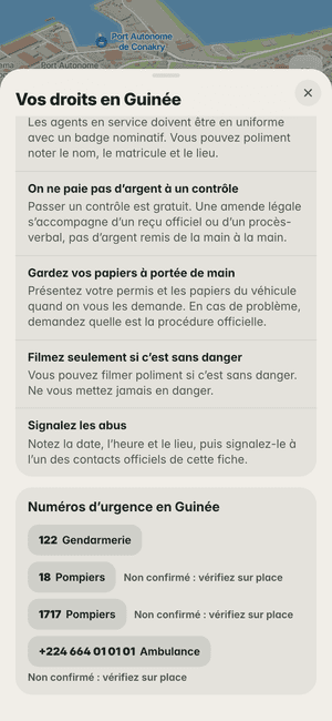 Vos droits en Guinée : les numéros d’urgence du pays (122, 18…) et comment signaler un abus de la police