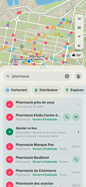 Recherche « pharmacie » à Conakry : Pharmacie Etoile;Centre d’Autonomisation et de Promotion des Femmes de Kaloum, Pharmacie Manque Pas, Pharmacie Boulbinet et d’autres, sur la carte et dans la liste