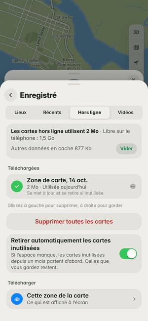 Cartes hors ligne à Monrovia : « Zone de carte, 14 oct. » téléchargée (2 Mo), utilisable sans réseau
