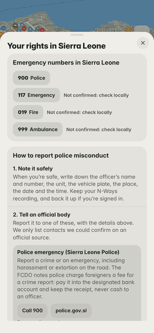 Your rights in Sierra Leone: the country’s emergency numbers (900, 117…) and how to report police misconduct