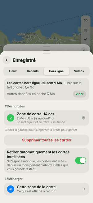 Cartes hors ligne à Freetown : « Zone de carte, 14 oct. » téléchargée (9 Mo), utilisable sans réseau