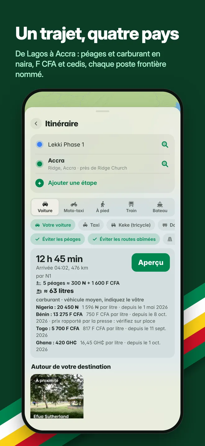 Un trajet, quatre pays
