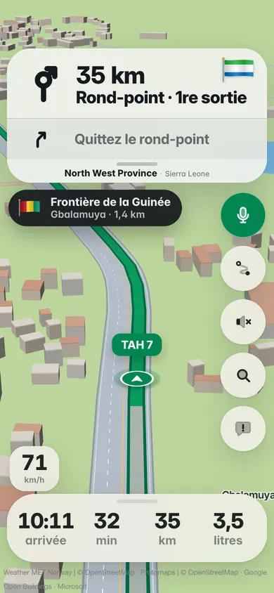 Dans la province du Nord-Ouest de la Sierra Leone : un bandeau Frontière de la Guinée, Gbalamuya à 1,4 km