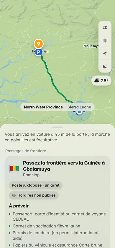 Un trajet depuis Kambia, en Sierra Leone : passez la frontière vers la Guinée à Gbalamuya et Pamelap, un poste juxtaposé avec un seul arrêt, et ce qu’il faut prévoir