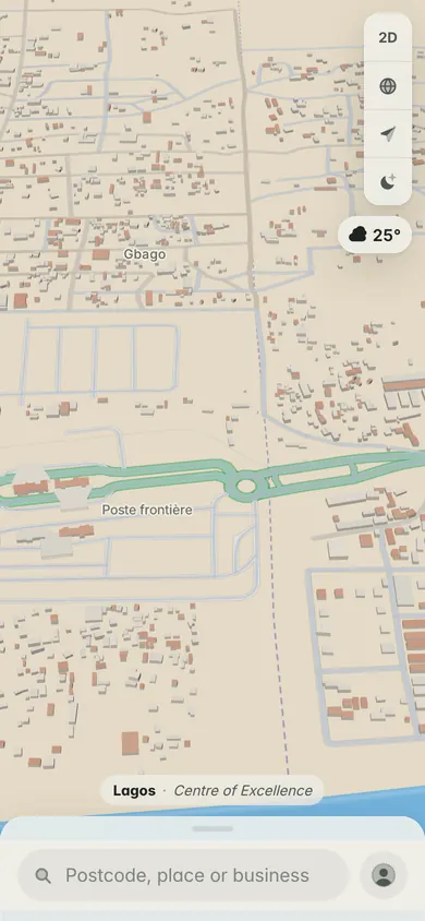 The map at the Seme border post on the Lagos–Badagry road, marked Poste frontière